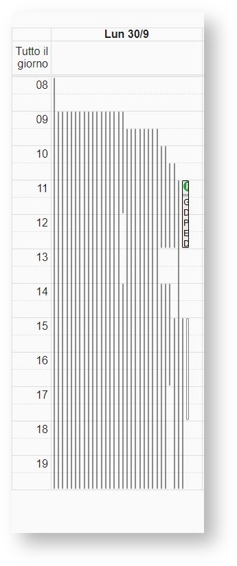 Esempio di un calendario senza filtri applicati